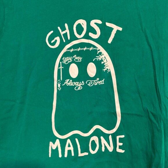 Post Malone Ghost Malone Fun Halloween Kelly Green Graphic Short Sleeve T-Shirt - Picture 5 of 5